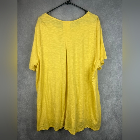 J.Jill Women's Pima Seamed Elbow Sleeve Tunic Top‎ Mustard Yellow Flowy 3X - Picture 7 of 13